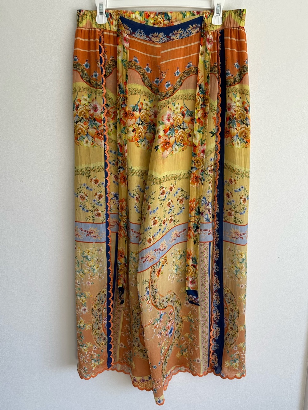 Johnny Was Yellow Floral Boho Boot Pants Size Medium
